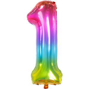 Folieballon Yummy Gummy Rainbow Cijfer 1 - 86 cm